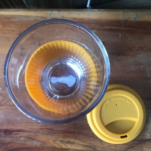 Tall Travel Glass Tumbler with Orange Silicone Lid & Sleeve Sunny Days Ahead - Picture 5 of 6